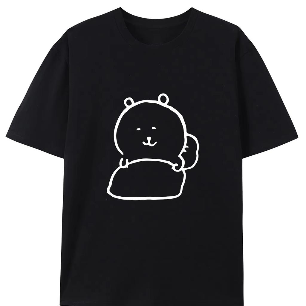Men's Casual Short Sleeve T-shirt Cotton Summer Pattern T-shirt Cute Cartoon Bear Print Design Soft Breathable Street Hip Hop