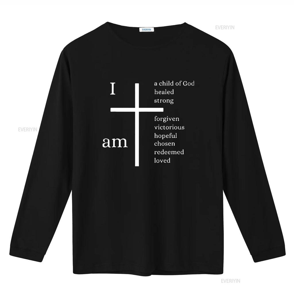 Mens I am a child of God Christian cross design T Shirt Black vintage Washed graphic homme Stylish fashion Comfortable Slightly