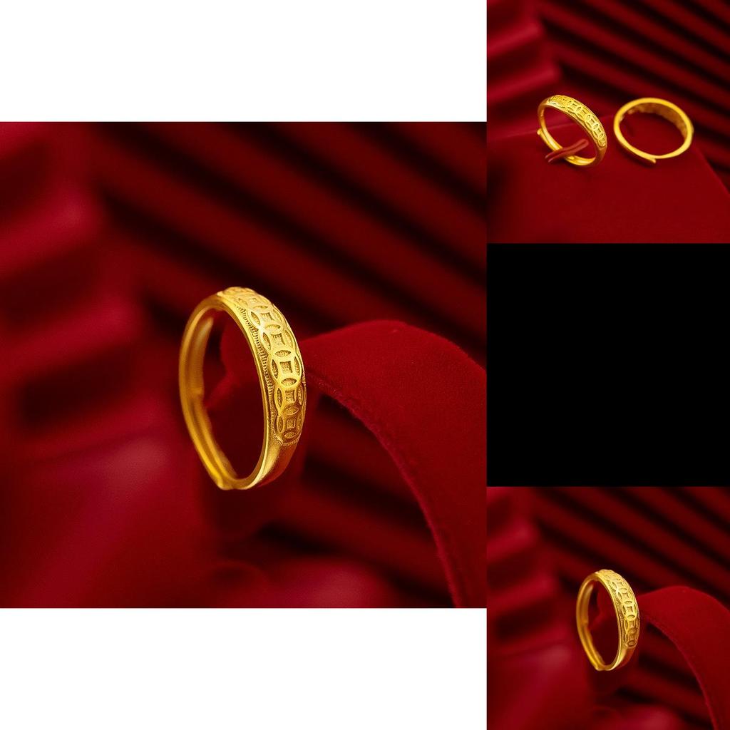 Attractive Womens Adjustable Coin Ring In Gold Plated Brass Elegant Finger Wear