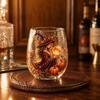 Handheld Egg Shaped Glass Fantasy Witch Tea Cup, Gothic Crystal Ball Pattern Tumbler for Themed Drinkware Wine Juice, 320ml Vintage Halloween