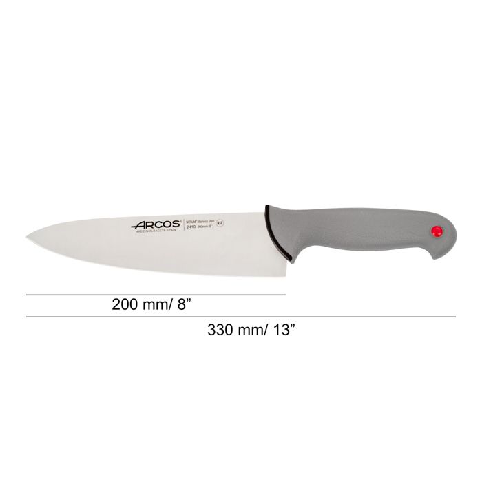 Couteau de Chef - ARCOS - Colour Prof - Lame 20cm en acier inoxydable - Manche ergonomique en polypropylène