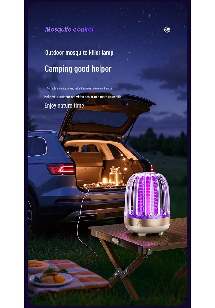 Dual-Use Electric Mosquito Killer Lamp: Rechargeable, Plug-In, with Mosquito Attractant and Repellent Functions for Household Use.