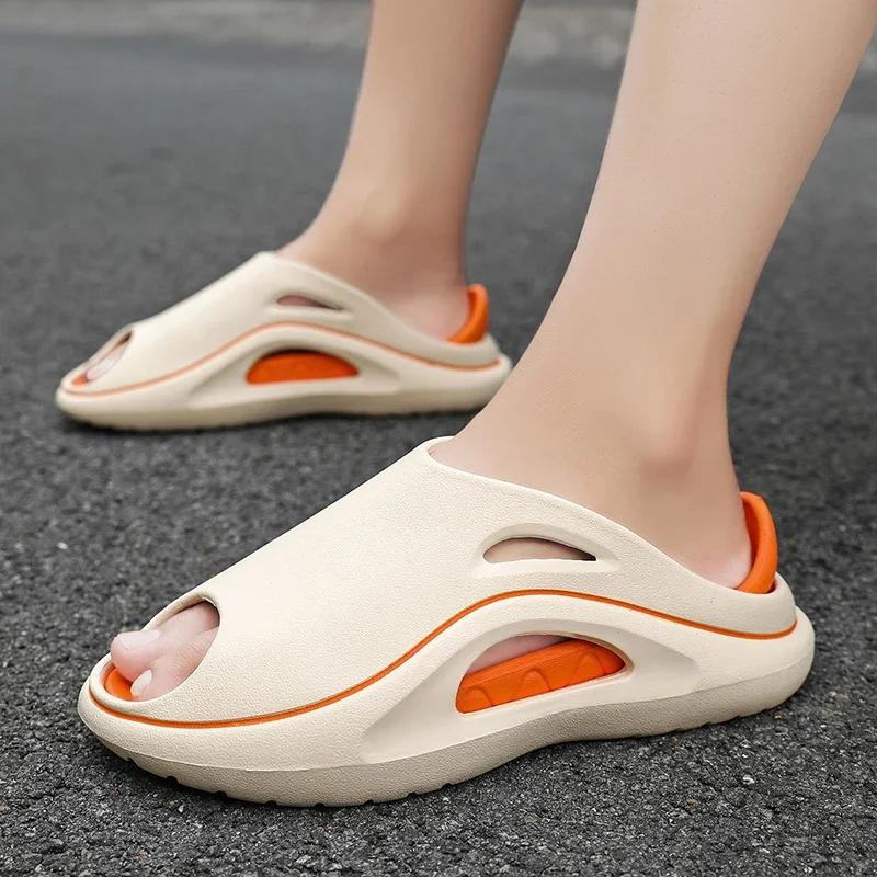 Men's Slippers 2025 New Outdoor Indoor Beach Sandals Thick Soft Sole Slides Men Flip-flops Couple Slippers Men Casual Shoes