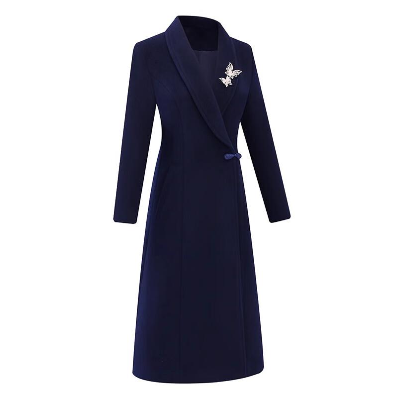 Teluoman New Chinese Style Professional Wool Blend Overcoat