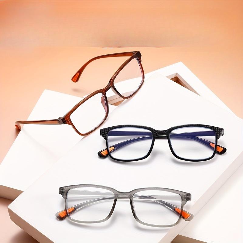 

4pcs Retro Reading Glasses -Ideal Unisex Gift, Full Frame Square Lenses, PC Material, Suitable for Reading and Daily Use +400