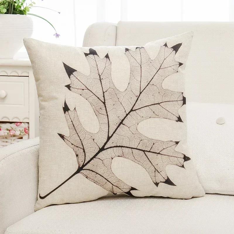 Green Plants and Flowers Cotton and Linen Pillow Customized Linen Car Pillow Sofa Pillow Cover Home Decoration