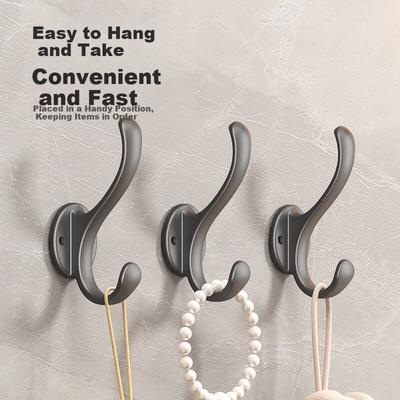 Huxiansen Adhesive Hooks No Drilling Required Strong Hooks for Door Back, Bathroom, Kitchen Wall-Mounted Storage 3-Pack