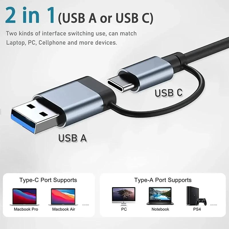 

USB Type C Docking Station 8 in 2 HUB with 3.5mm Audio Jack Micro SD Card Reader for Laptop Tablet Phone Disk Converter