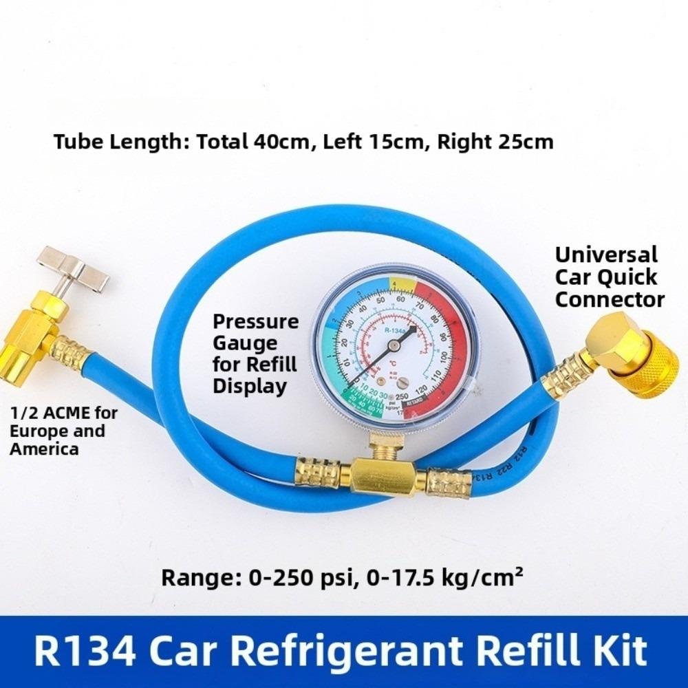 AC Maintenance AC Recharge Hose Metal Car Refrigerant Tool New Car Refrigerant Filling Tool Kit 1/2ACME Interface
