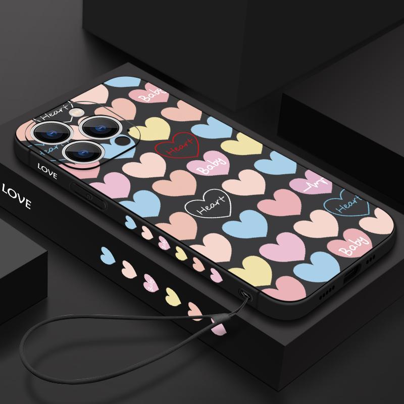 

Для iPhone 16 Pro 15 14 Pro Max Plus 13 12 11 Pro Max Xr X Xs 8 7 Plus красочный узорчатый мягкий ремешок из ТПУ для защиты объектива тонкий чехол iPhone 15 чёрный