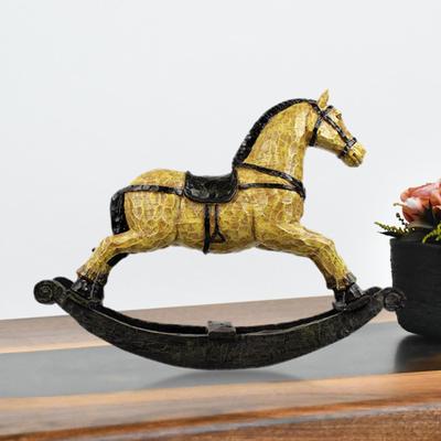 Rocking Horse Ornament Figurine Nordic Photo Props Resin Sculpture Desk for