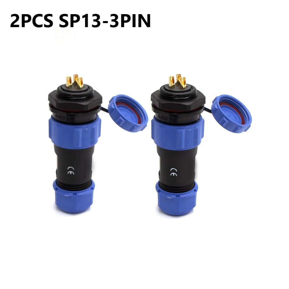 2PCS SP13 3PIN IP68 Waterproof Aviation Connector Panel Mount Header and Socket