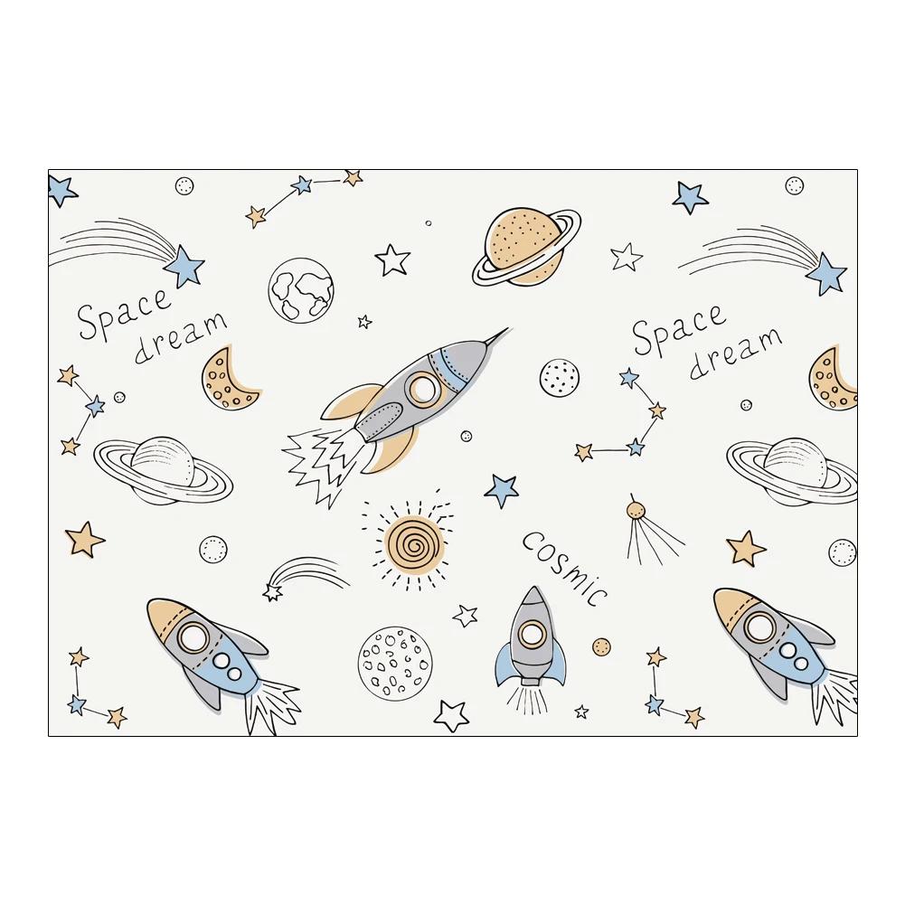 Cartoon Rocket Cosmic Carpet Non-slip Childrens Carpets Living Room Bedroom Alphanumeric Learning Game Carpet Mats Rug Baby Mat
