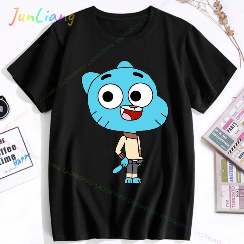 Gumball Und Darwin Cartoon Animation Unisex T-Shirt Y2k Kleidung Kurzarm T-Shirt Lustig