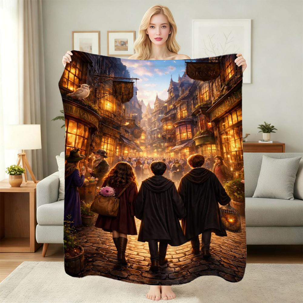 Hogwarts Magical Essentials Theme Blanket Fluffy Plush Throw Blanket For Living Room Gaming Room Home Party Decor Christmas Gift