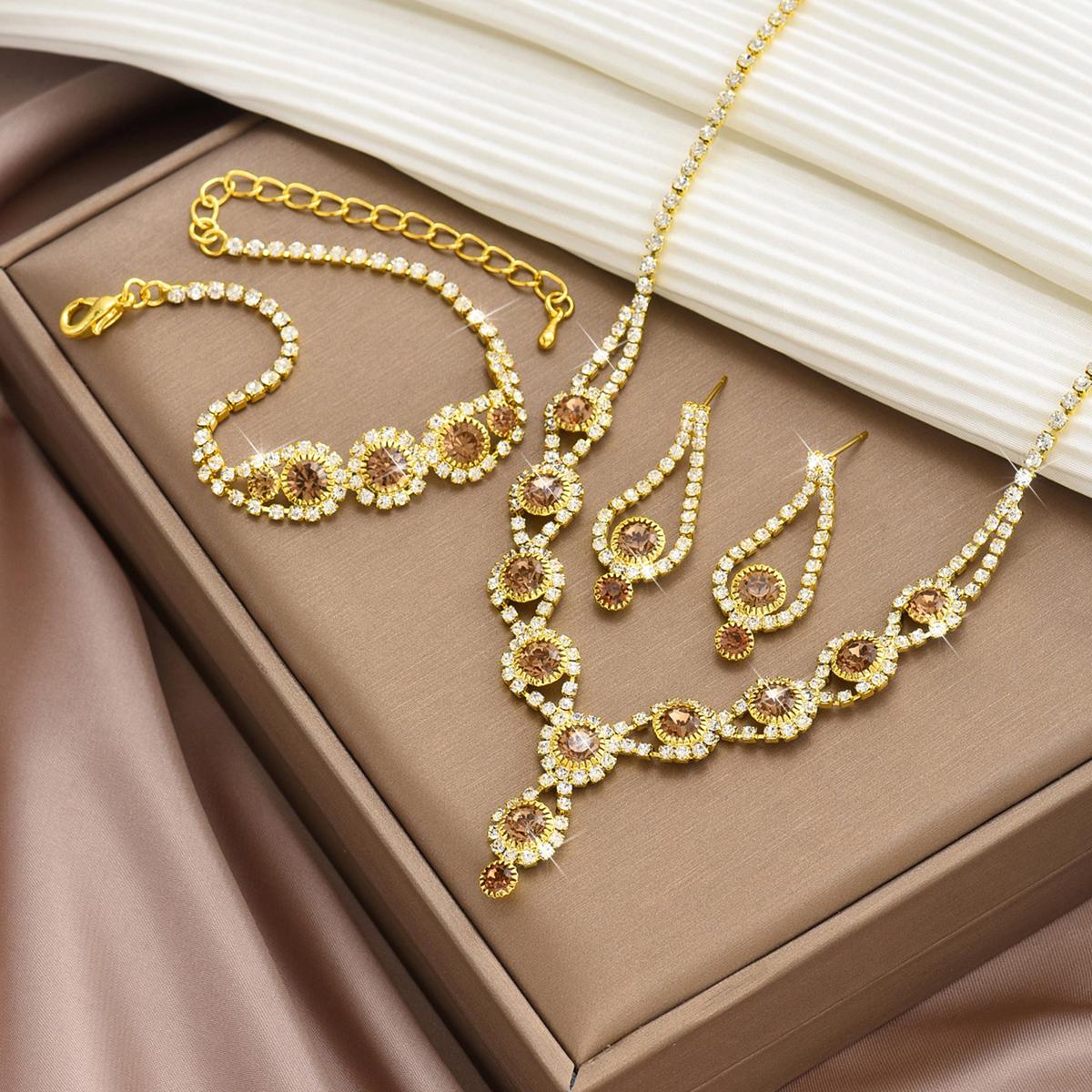 

4 шт. Женская мода Медная цепочка с когтями Подсолнух ожерелье серьги браслет комплект ювелирных изделий свадьба банкет вечеринка праздничный подарок