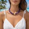 Gruby naszyjnik z koralików Kwadratowe koraliki żywiczne Naszyjnik Choker w stylu boho dla kobiet Wakacje Letnie wakacje Plaża