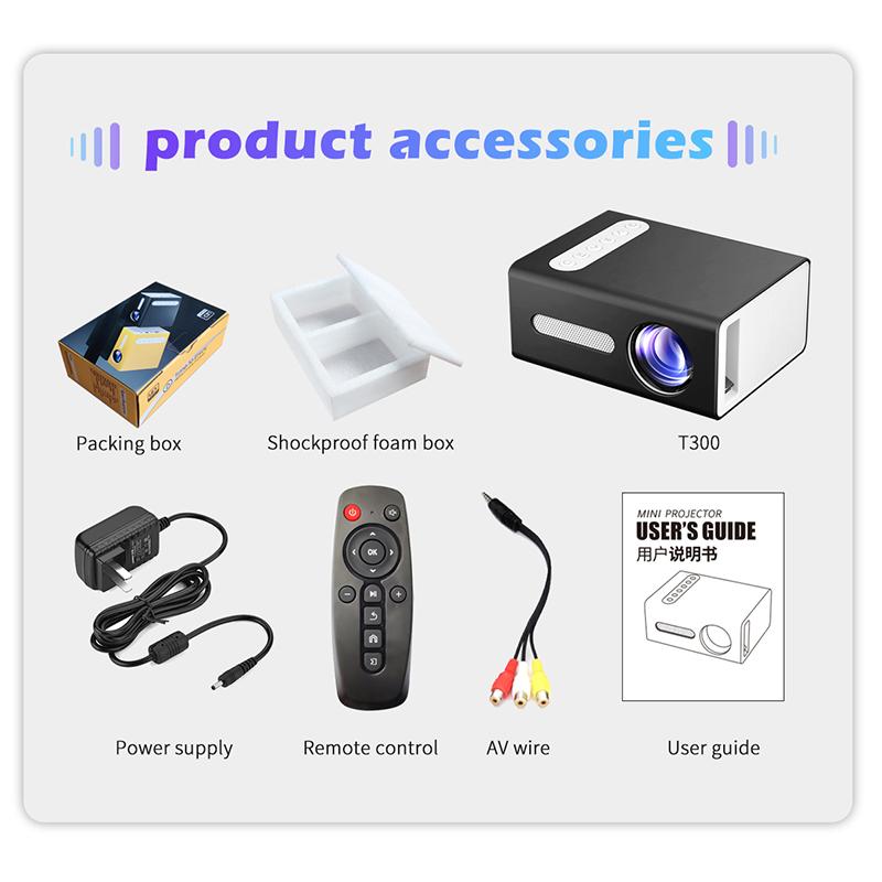 12V HD 1920*1080P LED Mini Projector Supports AV HDMI USB Audio Mini 3D Home Cinema Movie Portable Projector Home Media Video