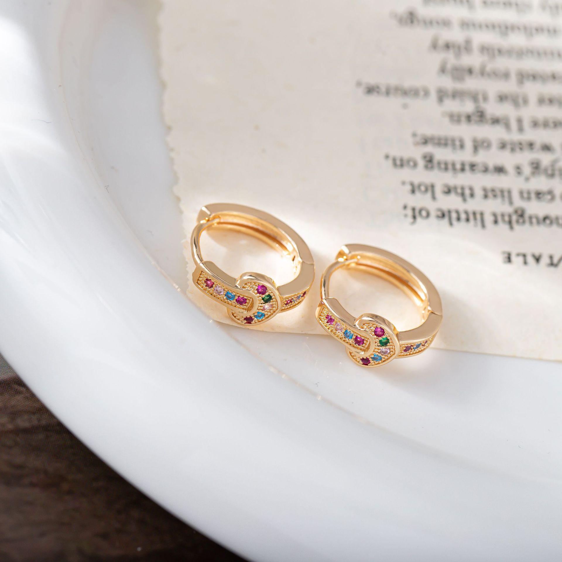 Colorful Zirconia Diamond Buckle Earrings for Women
