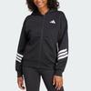 Adidas Future Icons Striped Zip-Up Long Sleeve Hoodie Women Hoodies Black JE0171