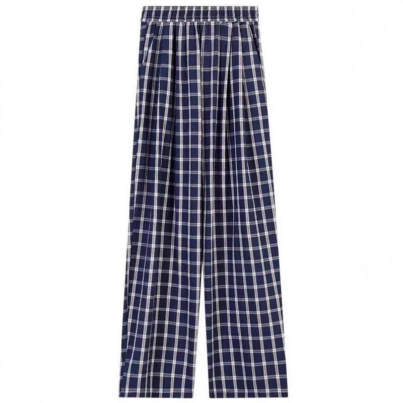 Luosi Plaid Wide-Leg Pants: Retro, Loose-Fit, Versatile Women's Style for 2025