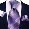 Hi-Tie Viola Unito Paisley Seta Cravatta da Matrimonio per Uomo Design Novità Fazzoletto Gemelli Regalo Set Cravatta Uomo Festa Business Dropshipping