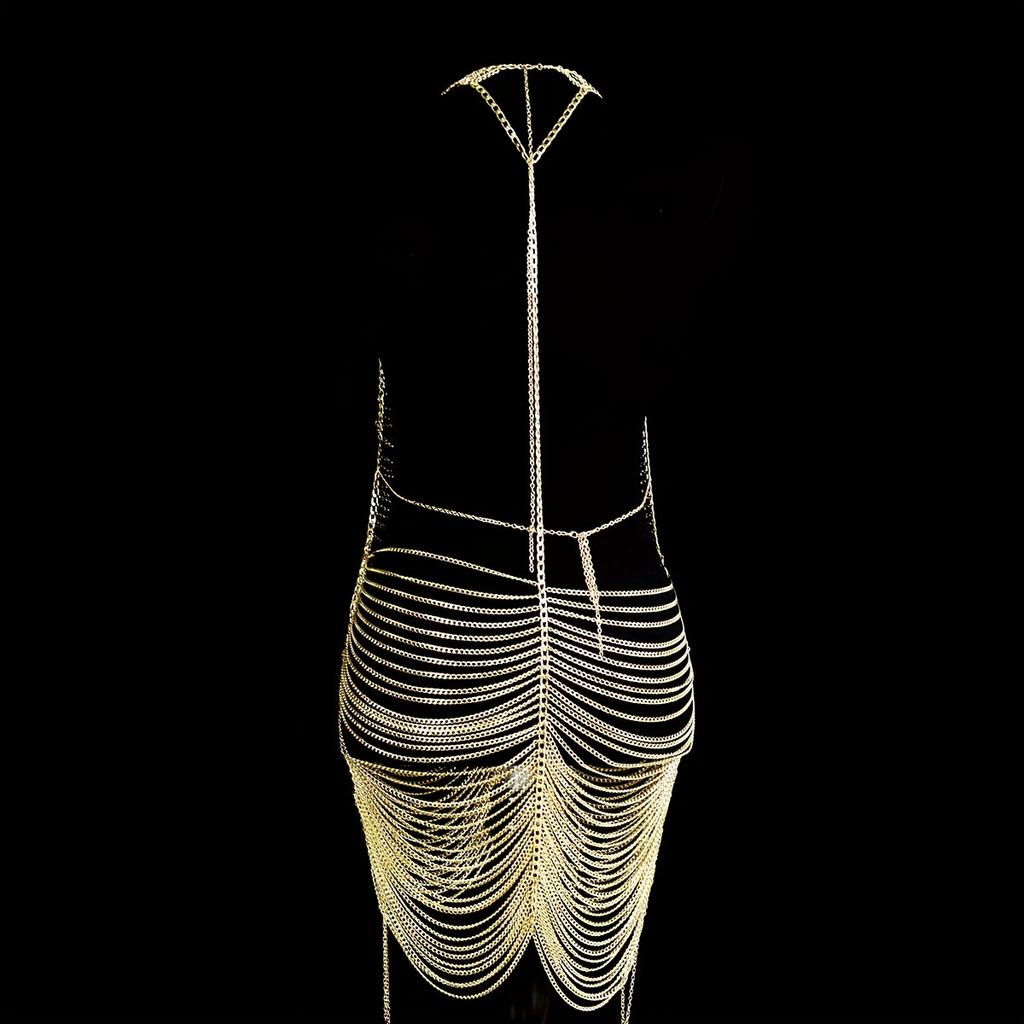 Lanț de corp sexy cu fustă lungă multistrat, personalitate, lenjerie decorativă, lanț, accesorii pentru dansul din buric