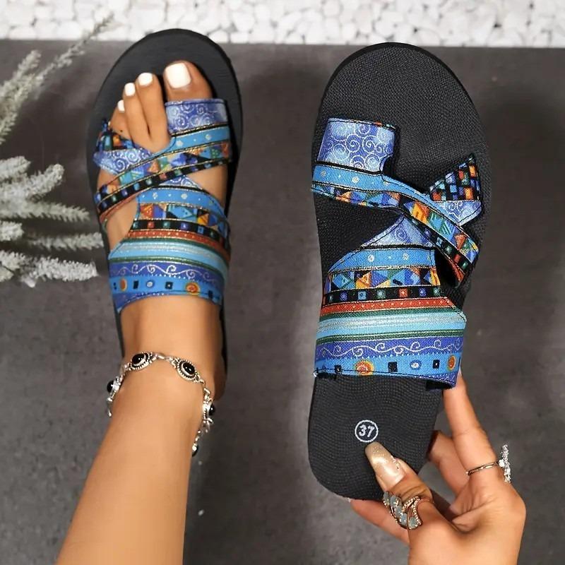 Fashion Summer Sexy Color-blocking Non-slip Women's Flat Slippers Fashion New Round Toe Lightweight Comfortable Outside Beach Slippers