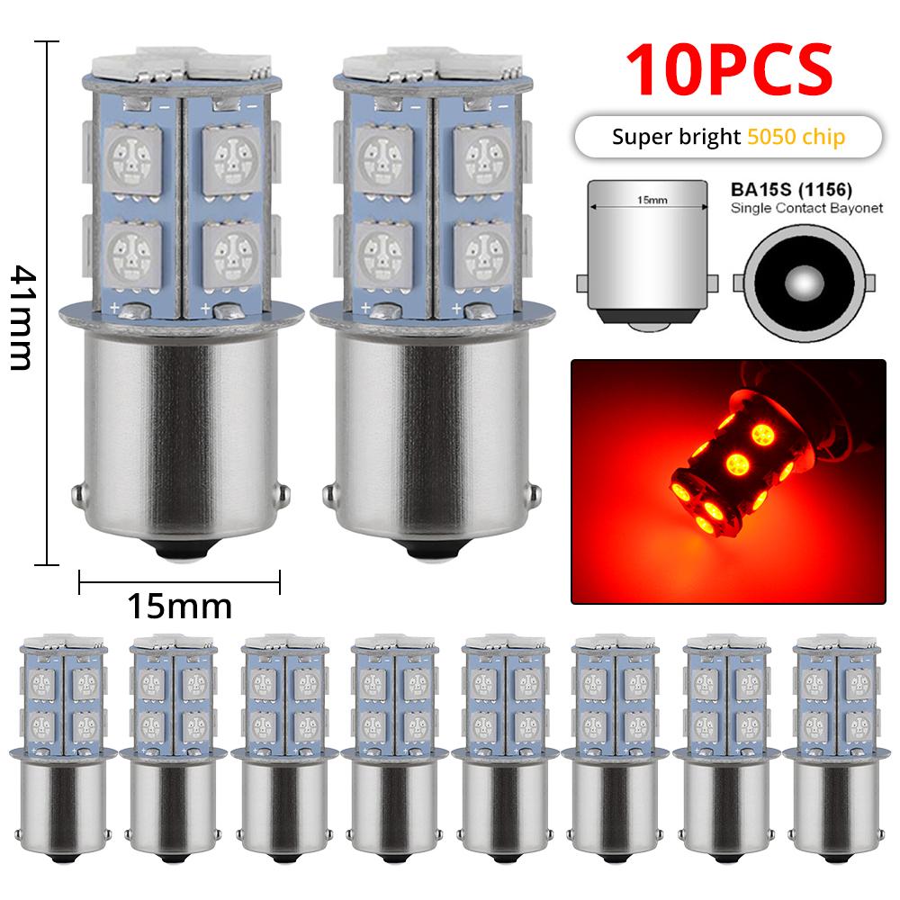 10pcs 1156 1157 Reverse Brake Car Lamps 5050 13SMD Leds Turn Signal Lights Tail Strobe Auto Day Parking Rear Trunk Bulbs DC 12V