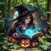Vintage Witch Pumpkin Lantern Cartoon Metal Tin Sign Halloween Wall Decor Art