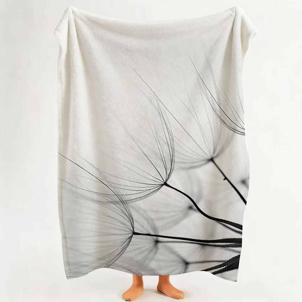Art B Black A And W White A Art P Plant F Flower Throw Flannel Throw Blanket Suitable for Sofa Living Room Bedroom
