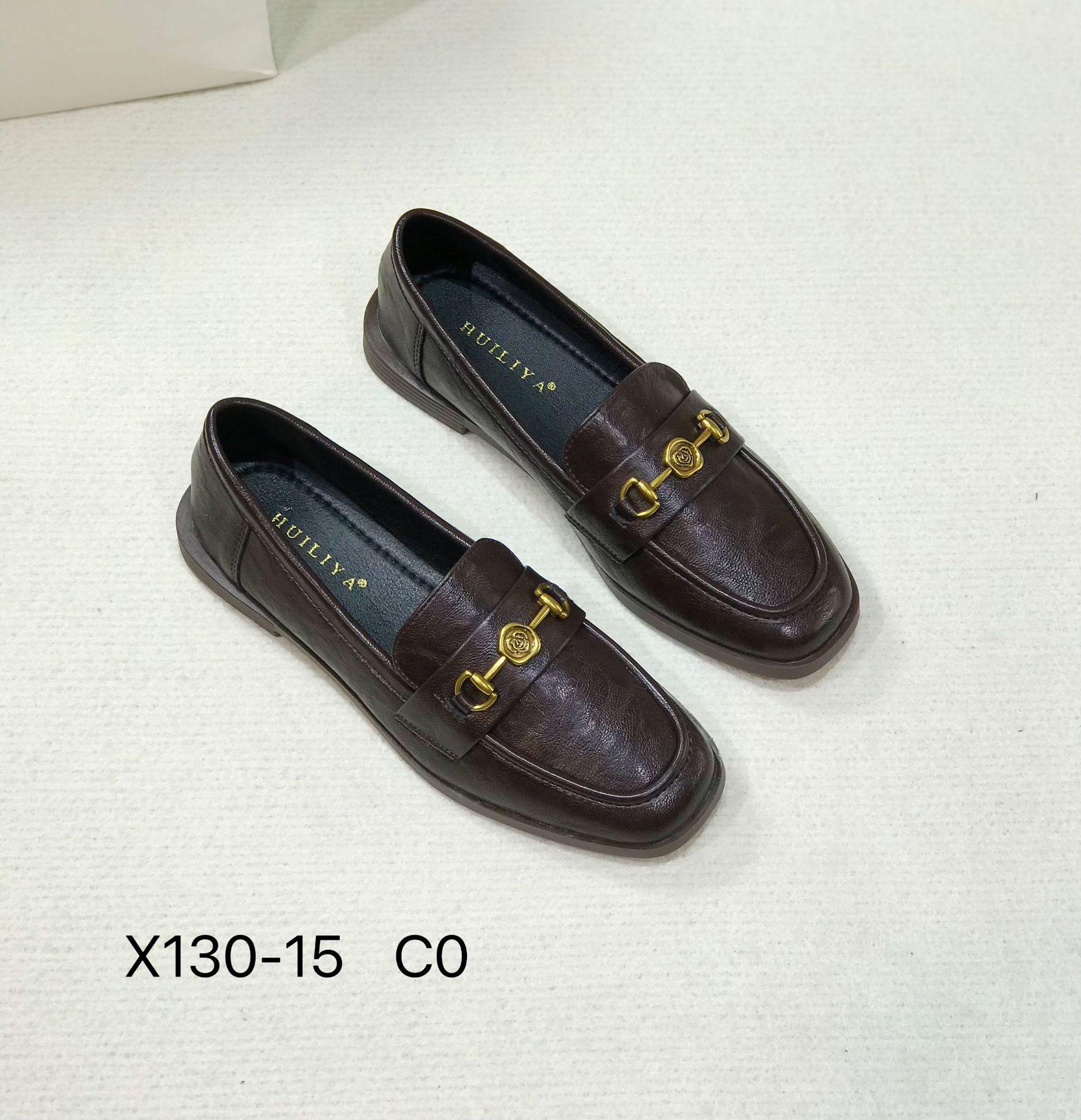 

X130-15 British small leather shoes women s versatile 2025 autumn and winter new flat-soled single shoes one-pedal loafers women s shoes 40 коричневый