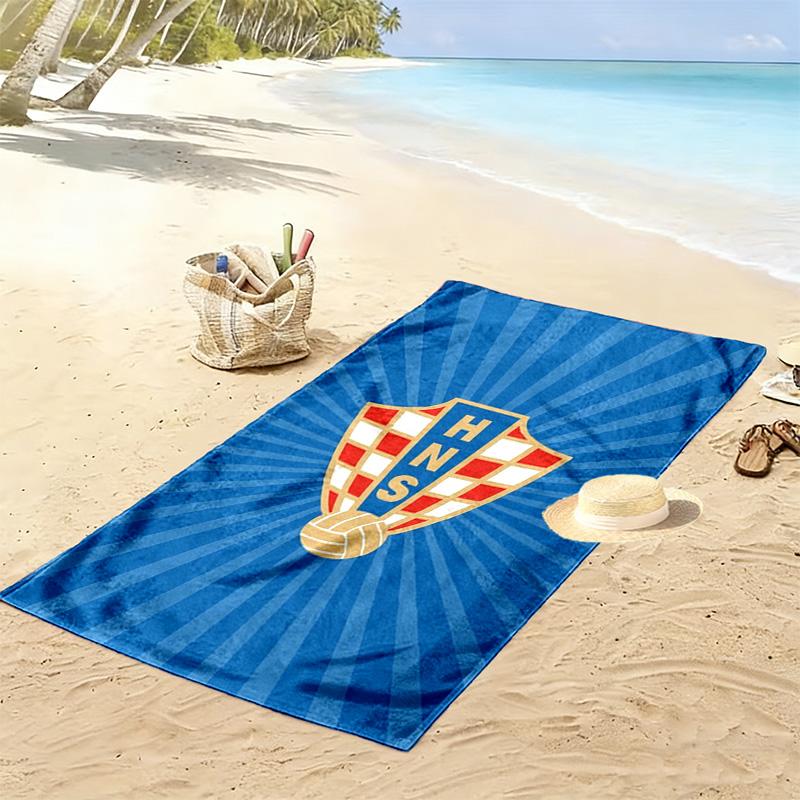 Kroatischer Fußballverband HNS Strandtuch zum Bedrucken, Großes Weiches Schnelltrocknendes Handtuch für Strand Camping Schwimmen