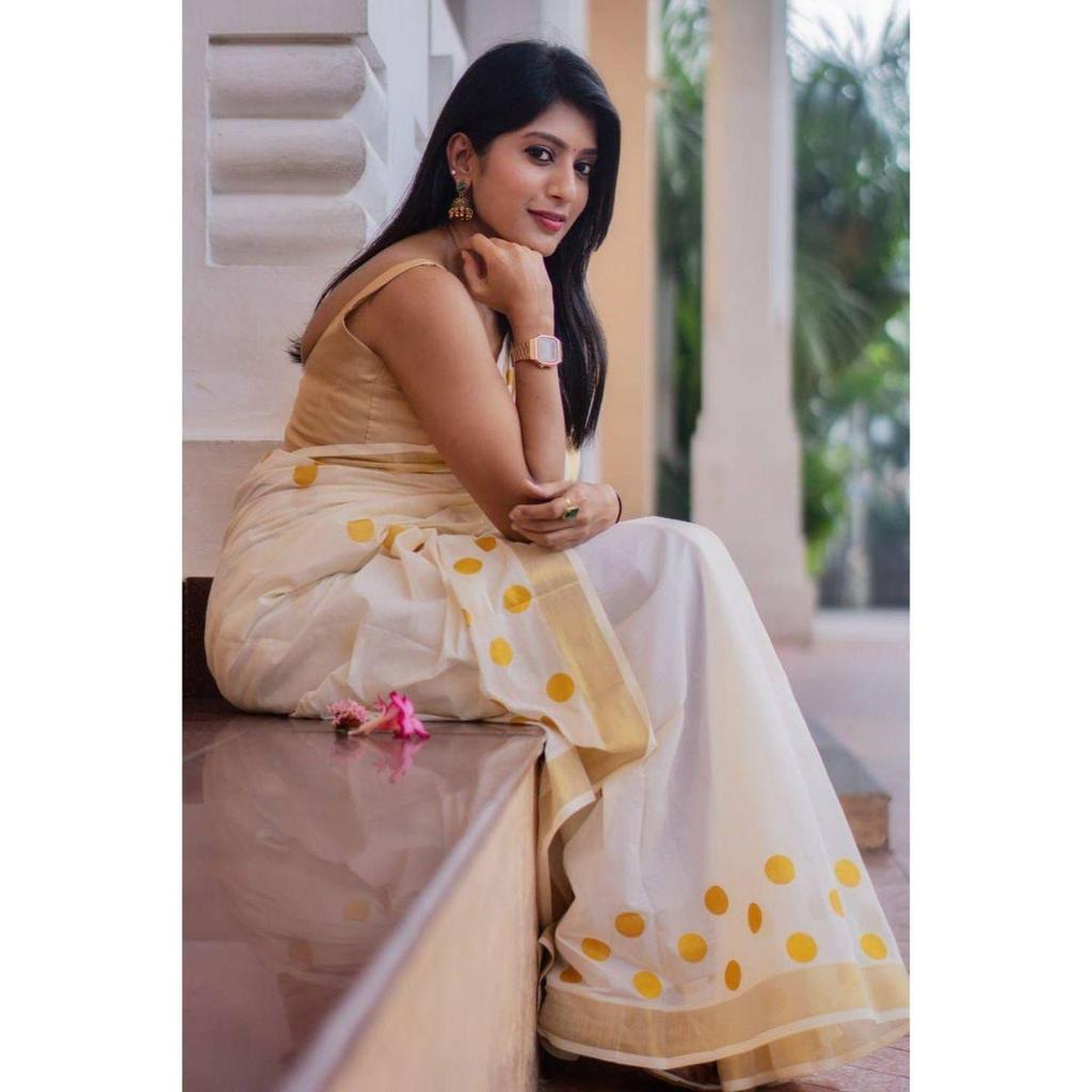 Linen with Silver Jari Border Saree