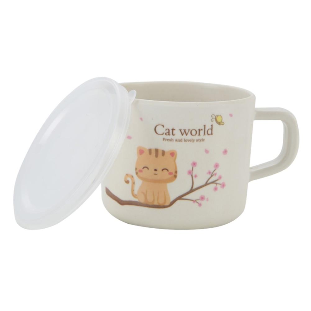 Bambusfaser Kinder Wasserbecher Milchbecher mit Deckel Cartoon süß