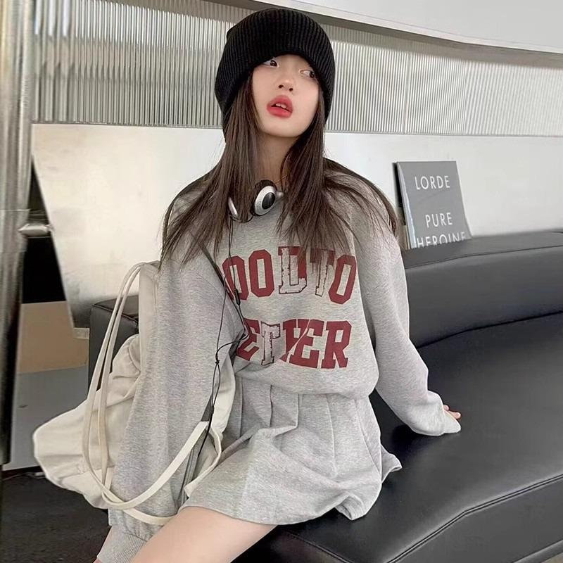 

Модный спортивный комплект толстовки для девочек 2025: Стильный двухпредметный комплект для детей на весну/осень 120 cm серый