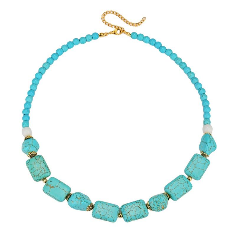 Turquoise Beaded Necklace High-end Natural Stone Pendant Versatile Jewelry Turquoise Necklace