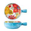 Multipurpose Bohemians Handled Bowl Salad Bowl Ceramic Texture Oven Microwave Safe Dishwasher Cleanable Healthy Cooking