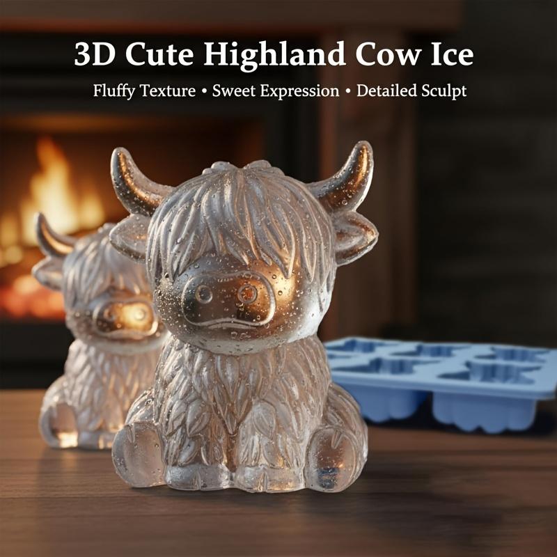 Moule à Glaçons Cube Vache des Highlands – Glaçons 3D Adorables, Parfait pour les Boissons, les Fêtes et les Cadeaux