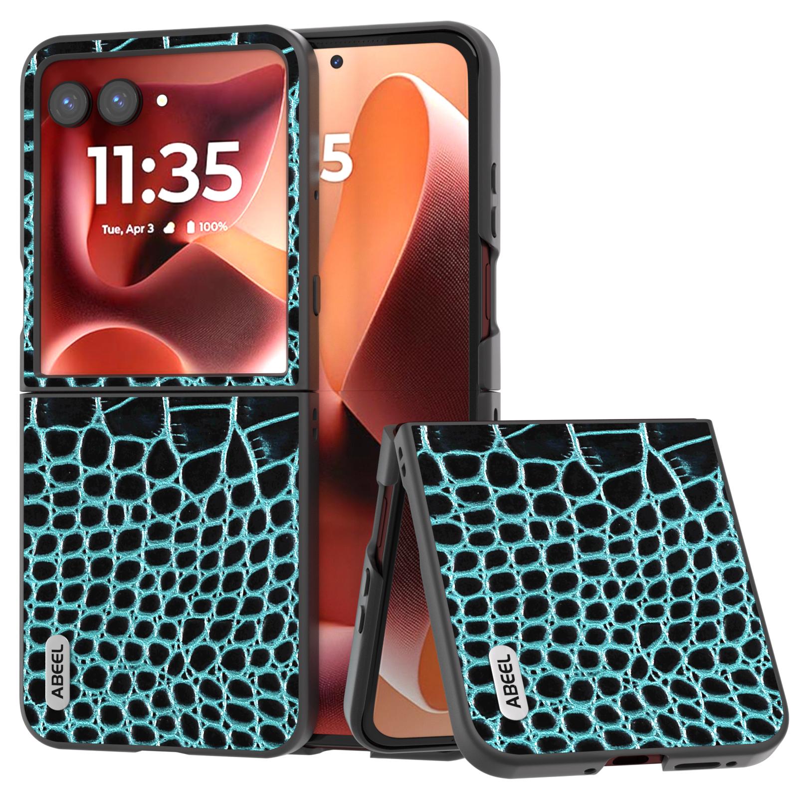 

ABEEL Чохол для Motorola Razr 60 Ultra 5G Текстура крокодила Натуральна коров яча шкіра Задня кришка для телефону Green