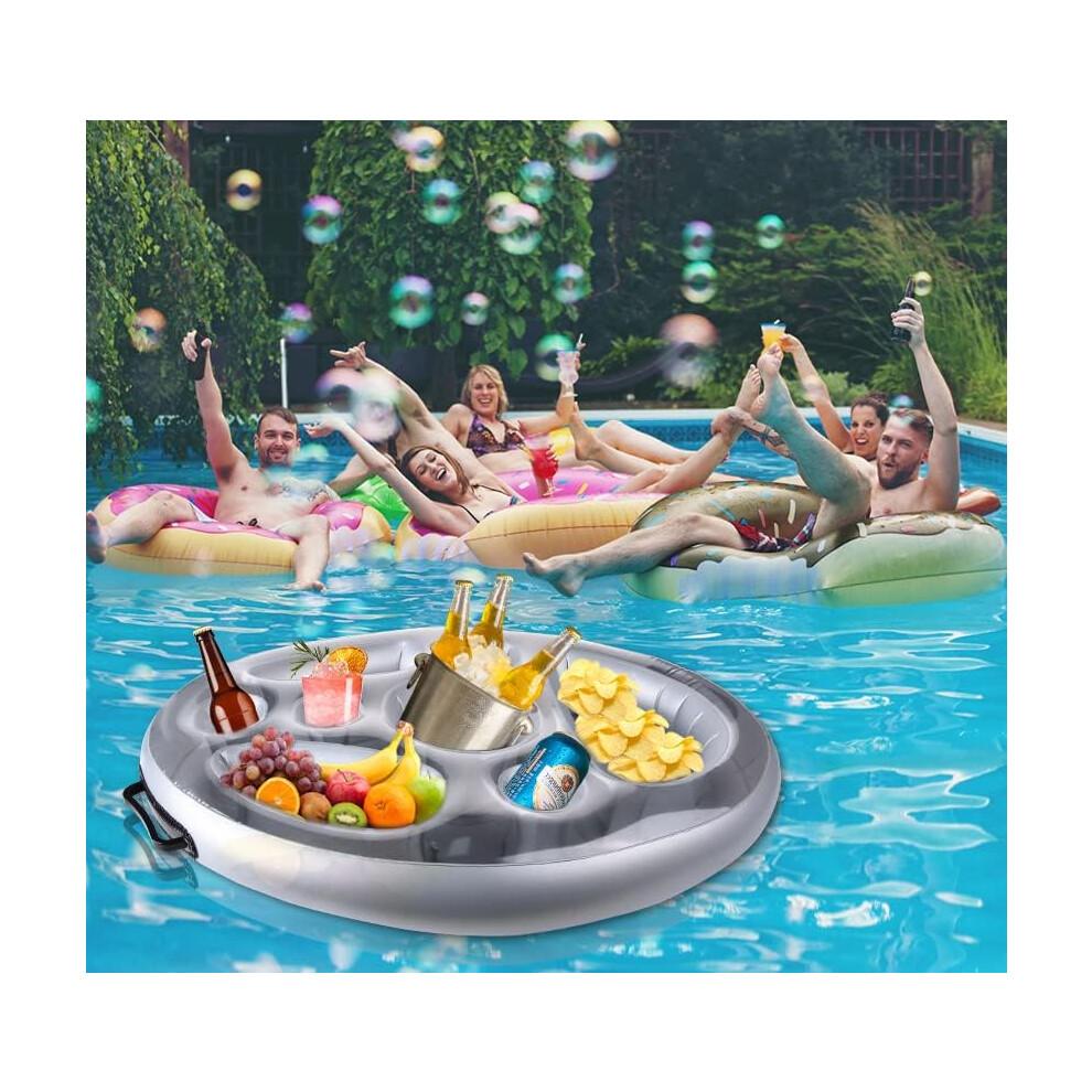 Havre de paix gonflable au bord de la piscine, accessoires pour spa pour adultes, plateau flottant, grande capacité multi-usage pour les fêtes