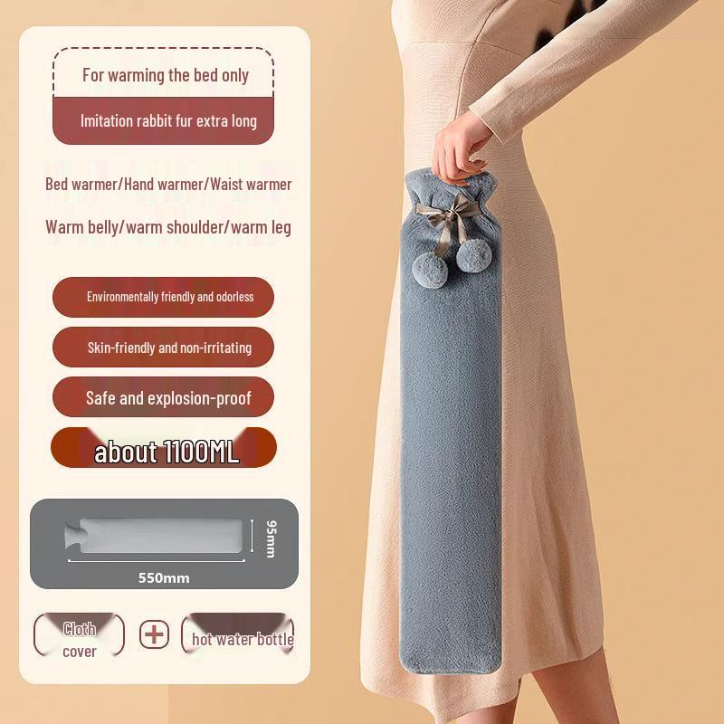 

Extra-Large PVC Plush Hot Water Bottle - Explosion-Proof Hand and Body Warmer for Abdomen and Bed