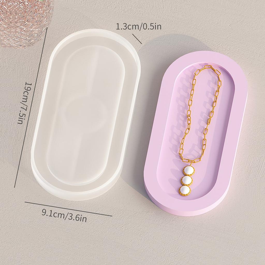 Jewelry Holder Organizer Mold Oval Plate Dish Cup Mat Silicone Mould DIY Storage Tray Coaster Epoxy Resin Molds Crafts