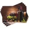 2/4pcs Elegant Brown Wine and Cheese Tasting Mat Set - 12x18 Inch Polyester Rectangular Table Mats with Grape & Wine Glass Design, Perfect for