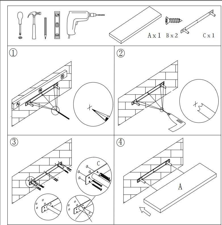 Self-hanging wall shelf 80cm WHITE