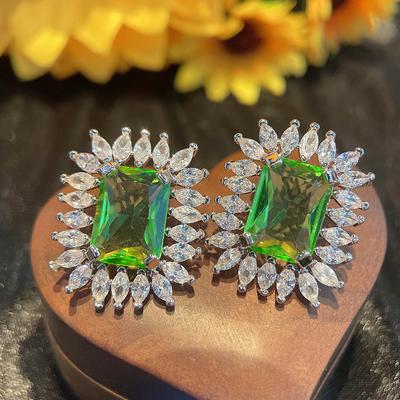 Beliebte Ohrringe Edelstein funkeln Schmuck farbige Ohrstecker Damen High-End-Kleid Zubehör