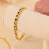 Waterproof Luxury Gold Color  Bangle Handmade Round Shape Cuff Bracelet  Female Lady Girl