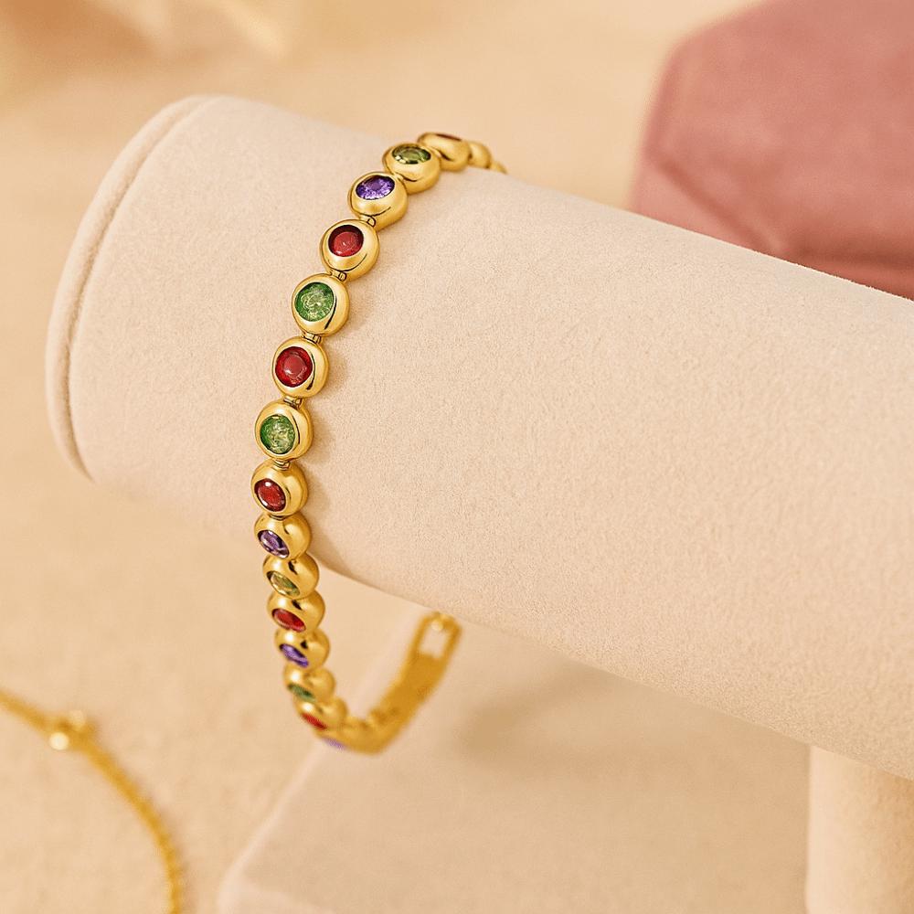 Waterproof Luxury Gold Color  Bangle Handmade Round Shape Cuff Bracelet  Female Lady Girl