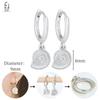 925 Sterling Silver Needle Vintage Heart/Shell Pendant Earrings Round/Square Plate Hoop Earrings for Women Party Fashion Jewelry