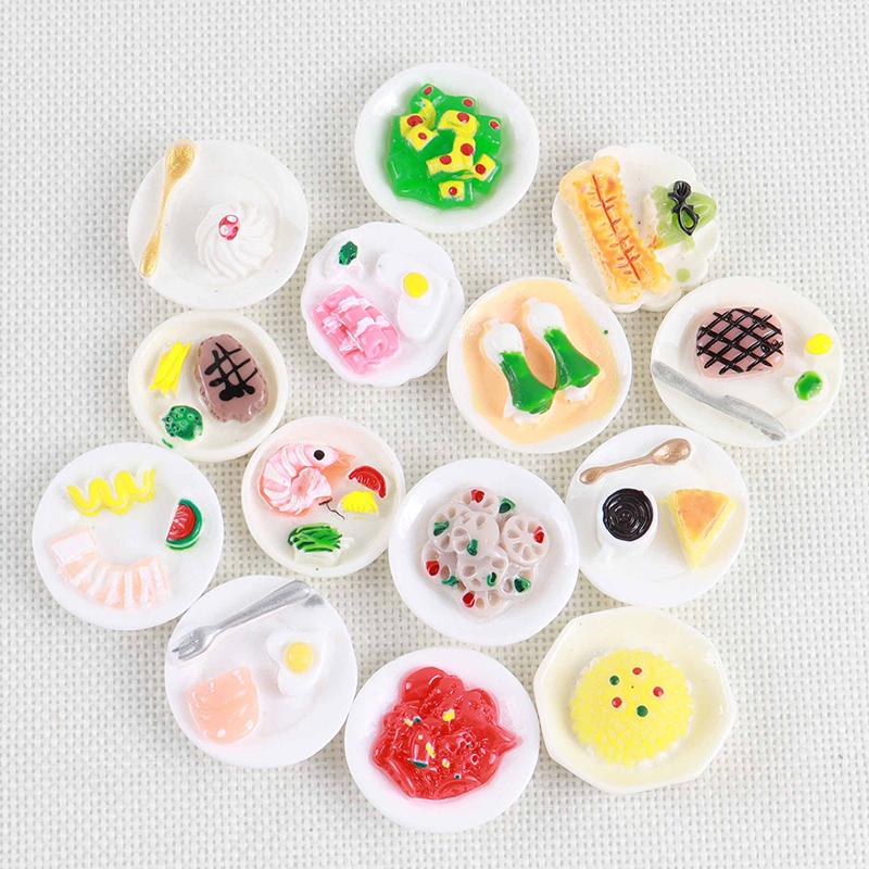 1 Stück Puppenhauszubehör Mini Dim Sum Platte DIY Miniaturlandschaft Feengarten Dekor Spielessen Ornamente